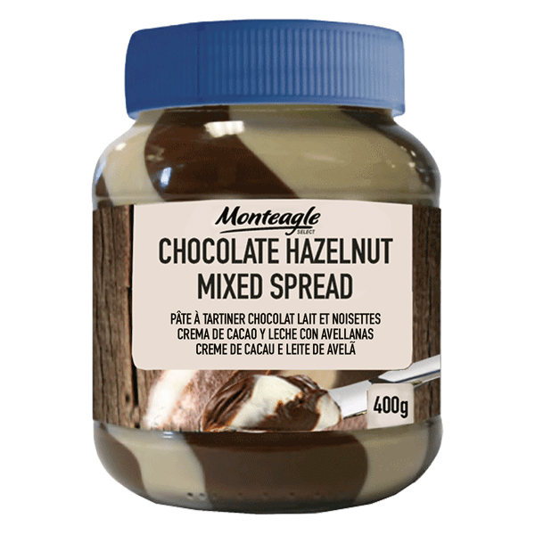 duo chocolate hazelnut mixed spread oval glass jar monteagle brand simpplier