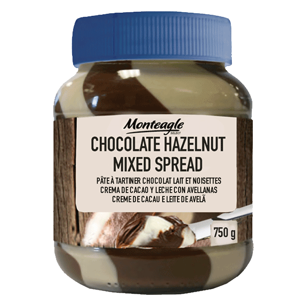 duo chocolate  hazelnut mixed spread oval glass jar g monteagle brand simpplier