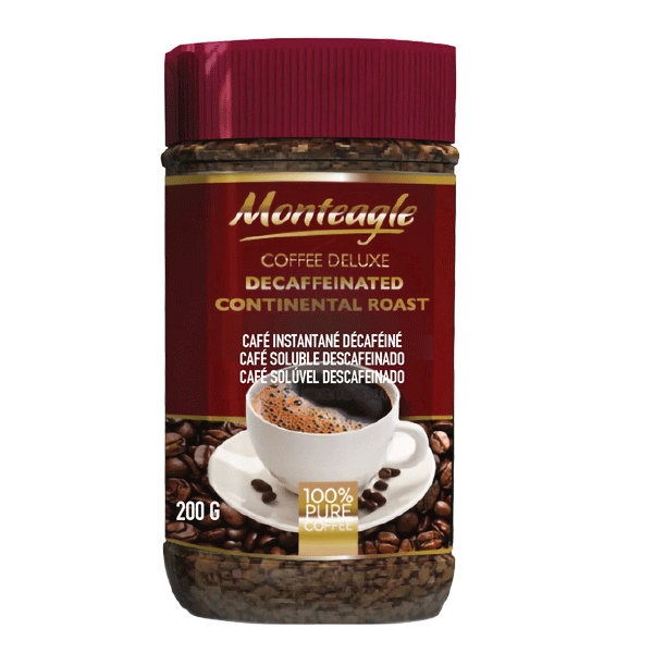 decaffeinated continental style agglomerated coffee jar g monteagle brand simpplier