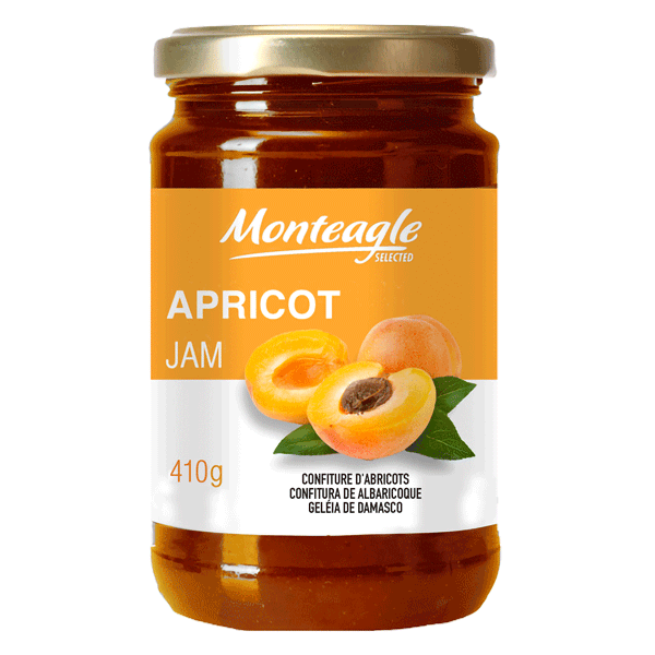 apricot jam  fruits glass jar g monteagle brand simpplier