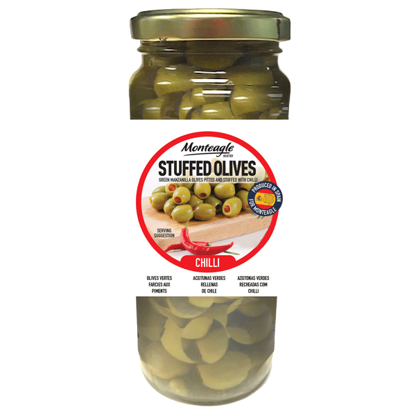 stuffed olives hot chilli glass jar g monteagle brand simpplier