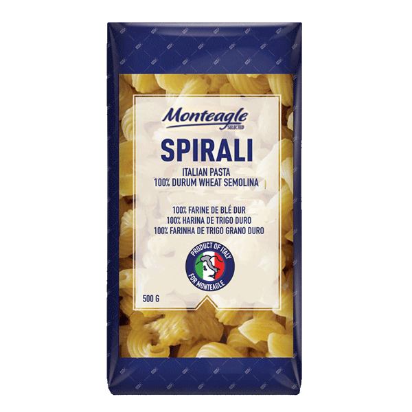 italian pasta spirali  durum wheat block bottom bag g monteagle brand simpplier