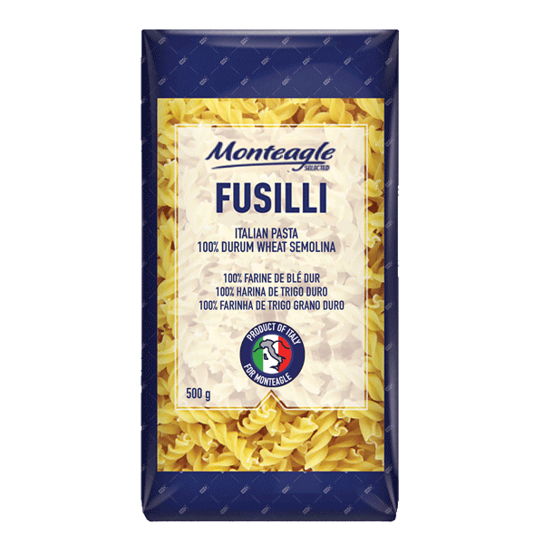 italian pasta fusilli  durum wheat block bottom bag g monteagle brand simpplier
