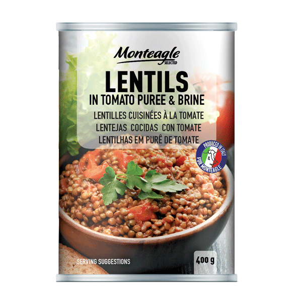 lentils in tomato puree and brine easy open can g monteagle brand simpplier