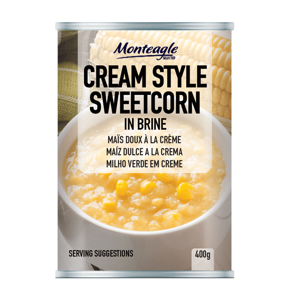 cream style sweetcorn regular can g monteagle brand simpplier