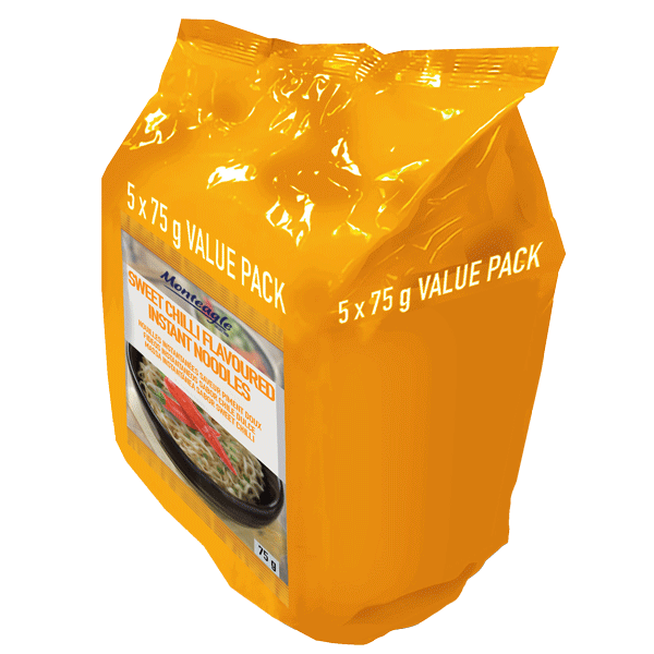 instant noodles sweet chilli flow wrap  g  pack monteagle brand simpplier