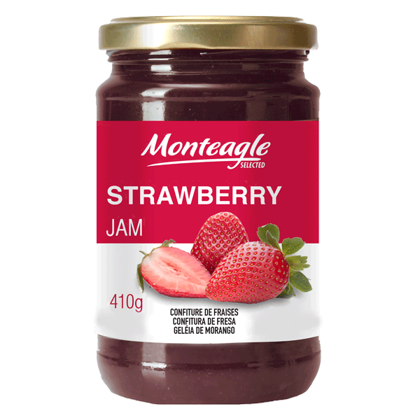 strawberry jam  fruits glass jar g monteagle brand simpplier