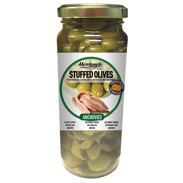 stuffed olives anchovies glass jar g monteagle brand simpplier