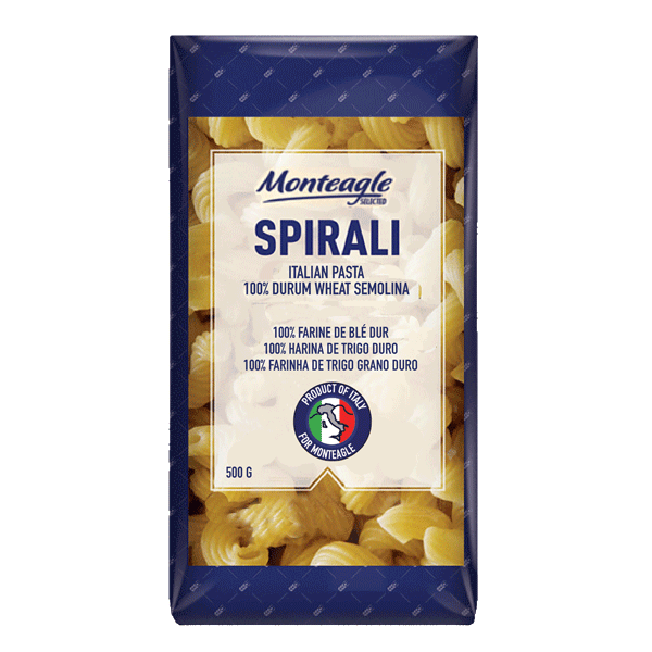 italian pasta spirali  durum wheat block bottom bag g monteagle brand simpplier