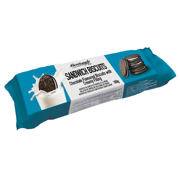 premium oreo style cream biscuit flow wrap g monteagle brand simpplier