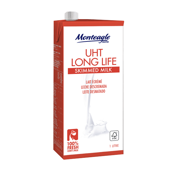 skimmed 0.5% fat uht long life milk slim brick with screw cap 1lt monteagle brand simpplier