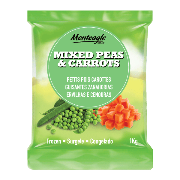 frozen mix peas and carrots bag 1kg monteagle brand simpplier